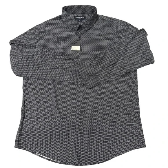 Mizzen Main Leeward XXL Trim Navy Diamond Print Dress Shirt Men